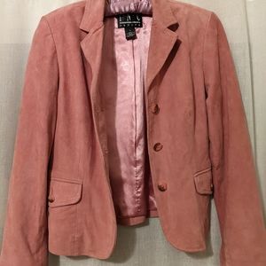 Vintage Rose Pink Suede Leather Blazer